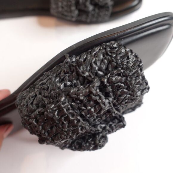 FARM RIO Ruffle Crochet Slide Flat Sandal Black Size 10 - Picture 7 of 11